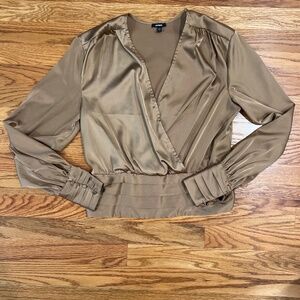 Express Gold Satin Blouse Top